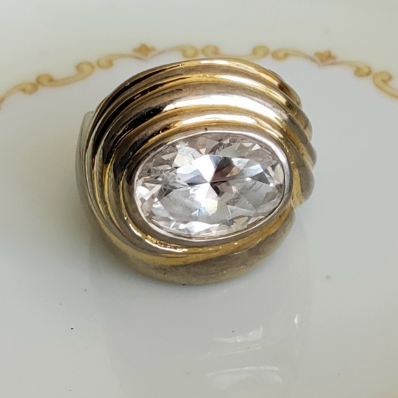 Vintage 14k G.E. ESPO Joseph Esposito Clear CZ size 6.6 - Picture 2 of 13